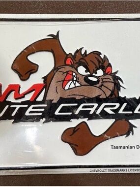 Tasmanian Devil Team Monte Carlo Liscense Plate— Brown, Red, Black